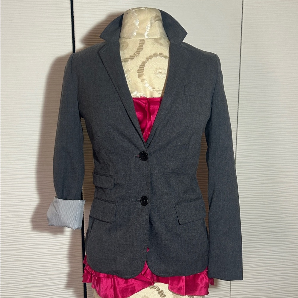 Charcoal Wool Blend Blazer, Sz 0